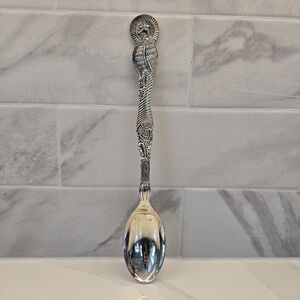 LARGE VINTAGE BEAUTIFUL BIRD SILVER PLATED SERVING SPOON